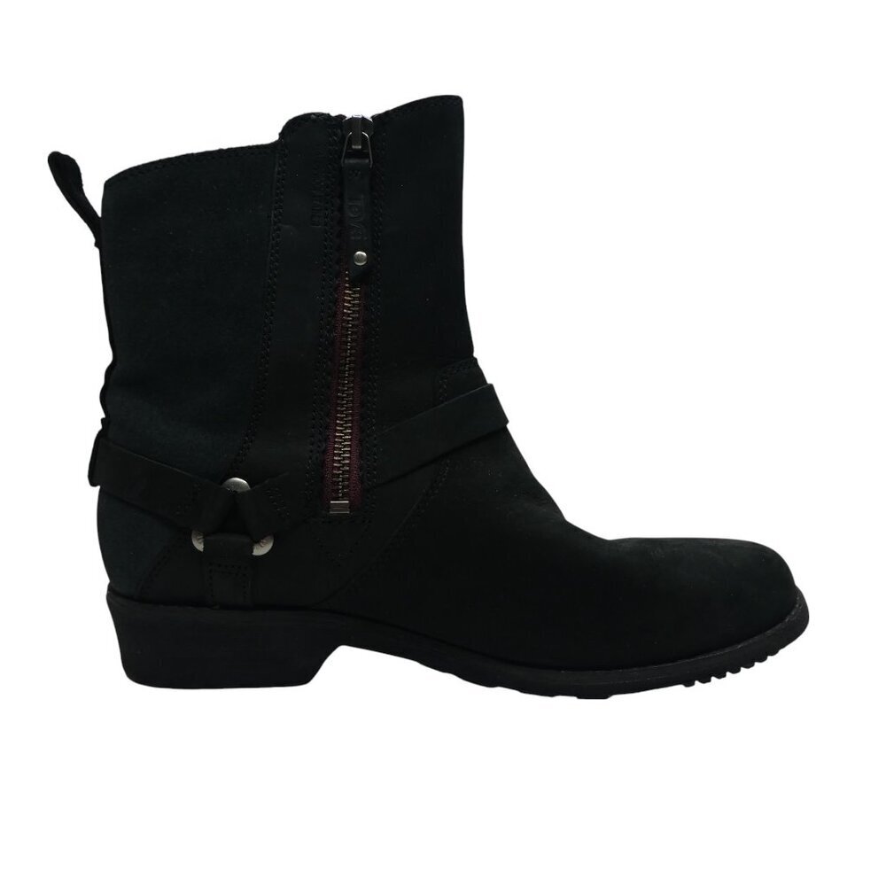 Teva De La Vina Dos Black Leather Biker Moto Waterproof Boots Womens 8 - Picture 4 of 13